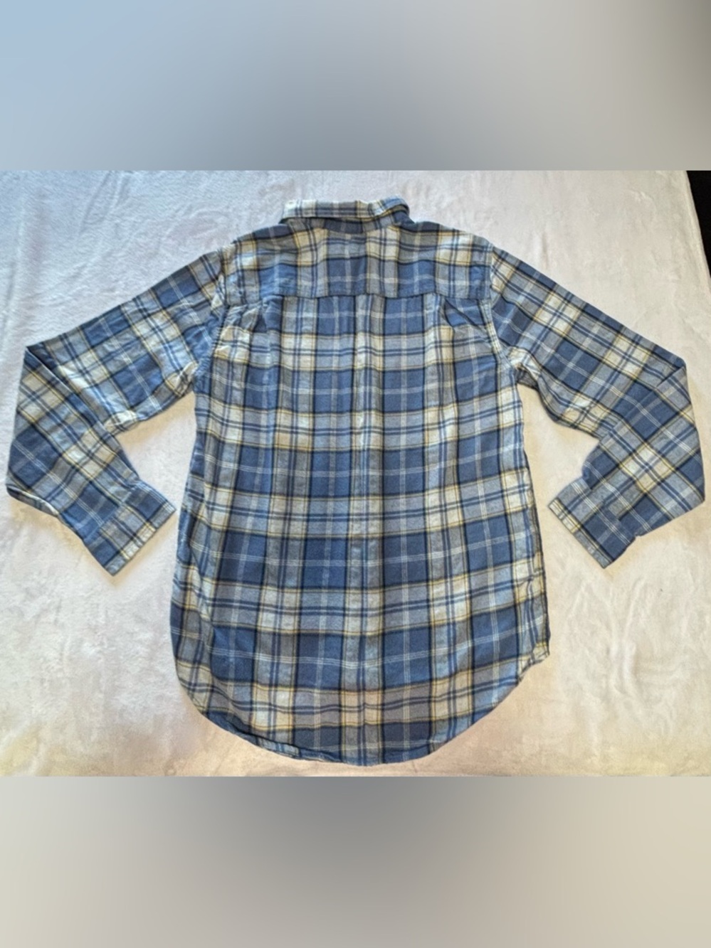 George Men’s Plaid Button Up Shirt - Size Medium - Blue & Yellow Soft Blend - Picture 3 of 9